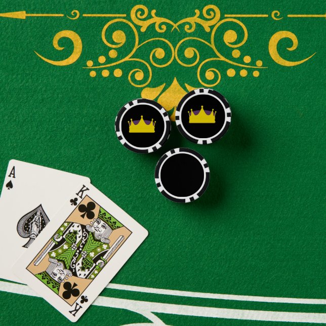Lot De Jeton De Poker Couronne d'or en noir (Table de poker (pile))