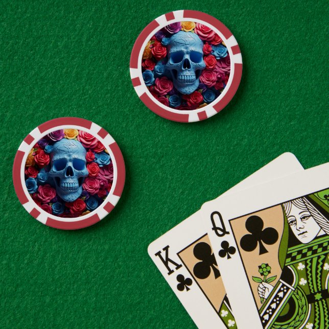 Lot De Jeton De Poker Crâne bleu (Table de poker (double))