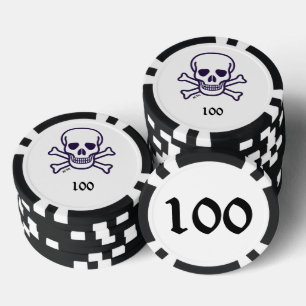Lot De Jeton De Poker Crâne n os 100 puce de poker rayé