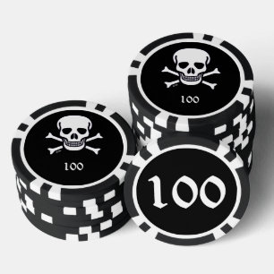 Lot De Jeton De Poker Crâne n os noir 100 puce de poker rayé