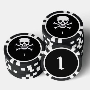 Lot De Jeton De Poker Crâne n os noir 1 puce de poker rayé