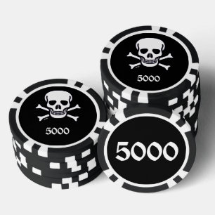 Lot De Jeton De Poker Crâne n os noir 5000 puce de poker rayé