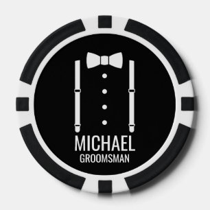 Lot De Jeton De Poker Cravate Mariage noir Groomsmen personnalisé