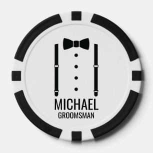 Lot De Jeton De Poker Cravate Mariage noir Groomsmen personnalisé