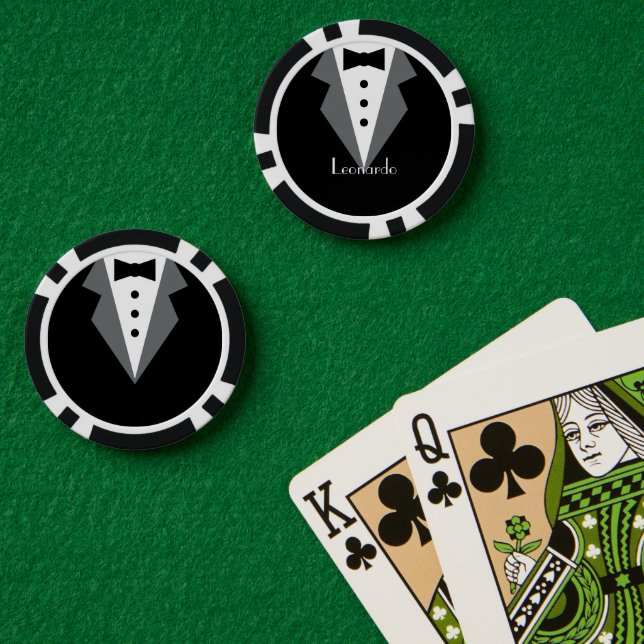 Lot De Jeton De Poker Cravate noire Tuxedo personnalisée (Table de poker (double))