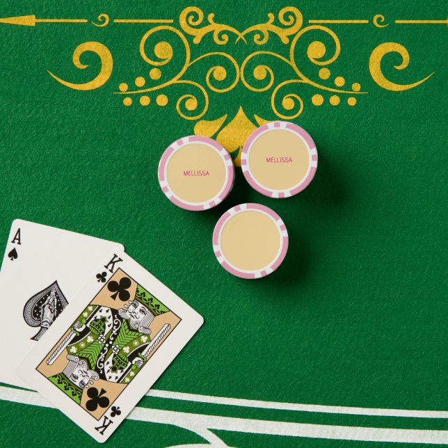 Lot De Jeton De Poker Cream minimalist custom name  (Table de poker (pile))