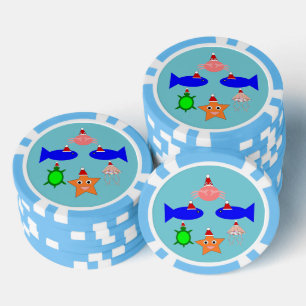 Lot De Jeton De Poker Créatures de la mer de Noël