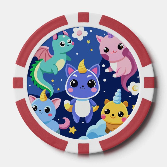 Lot De Jeton De Poker Créatures de l'Imaginaire de Kawaii (Recto)