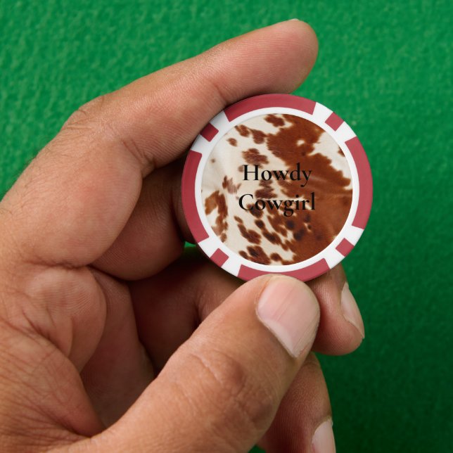 Lot De Jeton De Poker Crème Brown Cowgirl Cowboy Cowhide (main)