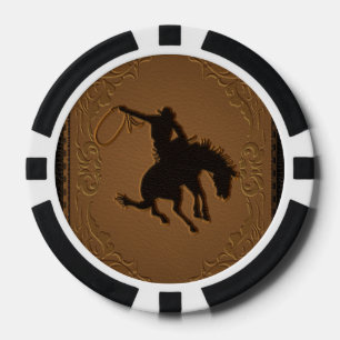 Lot De Jeton De Poker Cuir Western Wild West Cow-boy Rustique Campagne