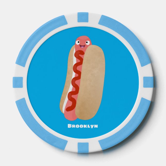 Lot De Jeton De Poker Curieux hot dog Weiner dessin animé (Recto)
