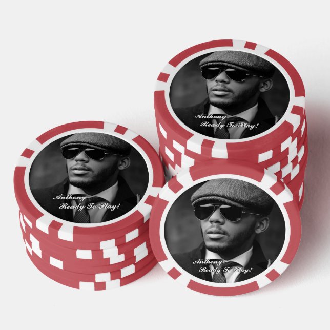 Lot De Jeton De Poker Custom Black And White Photo Modern Personalized (Empiler)