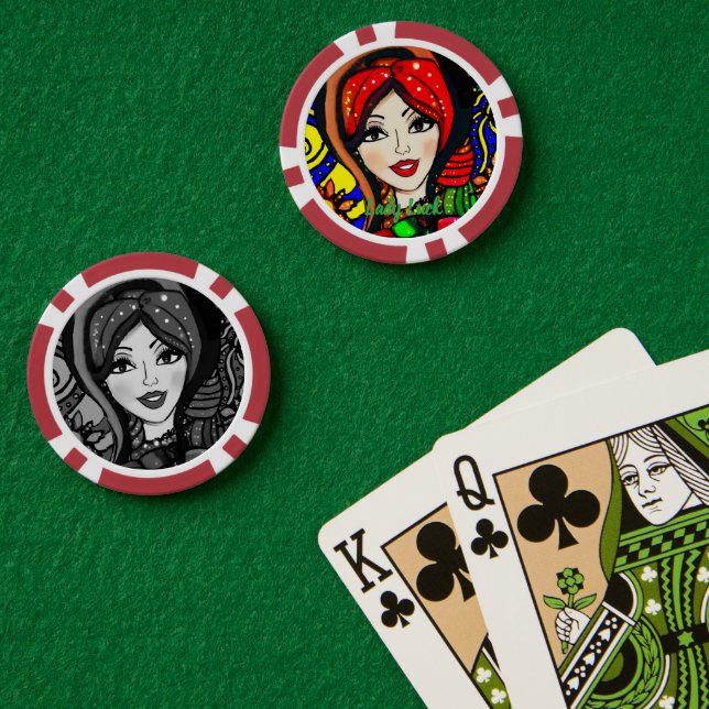 Lot De Jeton De Poker Custom Lady Luck 4 Couple's Game Night  (Table de poker (double))