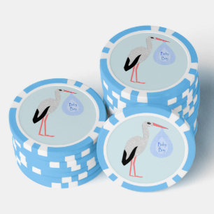 Lot De Jeton De Poker Cute Blue Baby Boy Stork