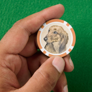 Lot De Jeton De Poker Dachshund (Longue) Peinture Chien Art original