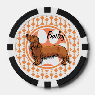 Lot De Jeton De Poker dachshund.png aux cheveux longs rouges
