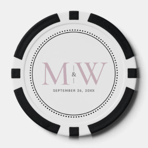 Lot De Jeton De Poker Date de mariage personnalisée avec monogramme rose