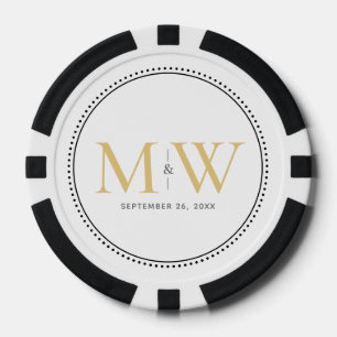 Lot De Jeton De Poker Date de mariage personnalisée en or monogrammé