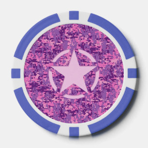 Lot De Jeton De Poker Déco rose étoile sur le style Camo numérique