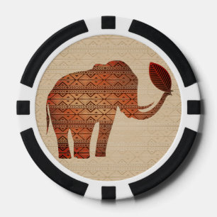 Lot De Jeton De Poker Design d'art tribal des éléphants