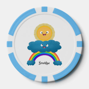 Lot De Jeton De Poker Dessin animé arc-en-ciel soleil nuage mignon heure