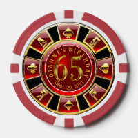 Dianne 65e anniversaire Vegas Casino Chip-Red