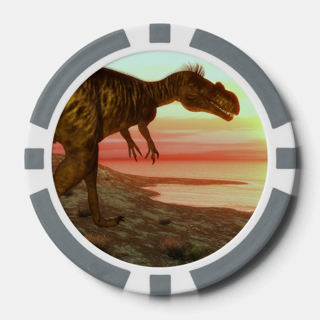 Lot De Jeton De Poker Dinosaure de Megalosaurus marchant vers l'océan (Recto)