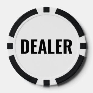 Lot De Jeton De Poker Distributeur Texte Noir et Blanc Simple