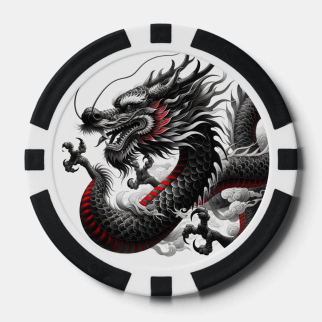 Lot De Jeton De Poker Dragon noir (Recto)