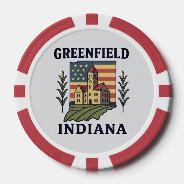 Lot De Jeton De Poker Drapeau américain de Greenfield Indiana (Recto)
