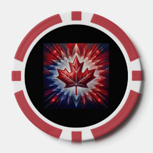 Lot De Jeton De Poker Drapeau canadien Feuille d'érable Fractal