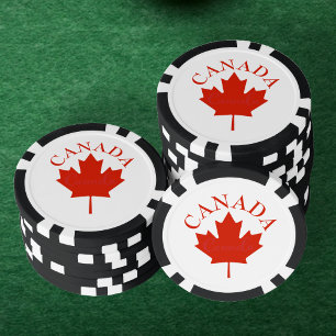 Lot De Jeton De Poker Drapeau canadien rouge et blanc Feuille d'érable