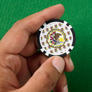 Lot De Jeton De Poker Drapeau et sceau de l'Illinois