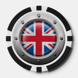 Lot De Jeton De Poker Drapeau industriel britannique avec acier Graphic