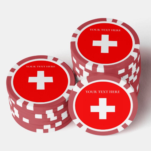 Lot De Jeton De Poker Drapeau suisse personnalisé Schweiz Suisse Europe (Empiler)
