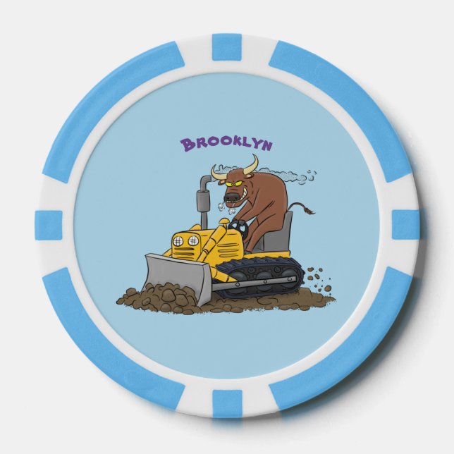 Lot De Jeton De Poker Drôle bulldozer de conduite de taureaux (Recto)