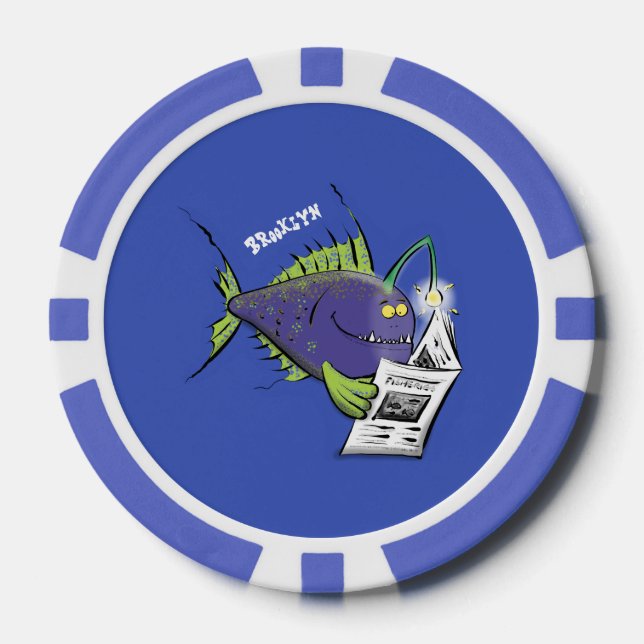 Lot De Jeton De Poker Drôle caricature de poisson de pêcheur (Recto)