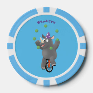Lot De Jeton De Poker Drôle rhinocéros mignon jonglant sur monocycle