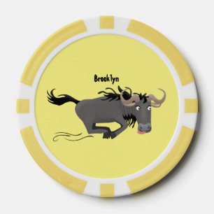 Lot De Jeton De Poker Drôle wildebeest tourner dessin animé illustration