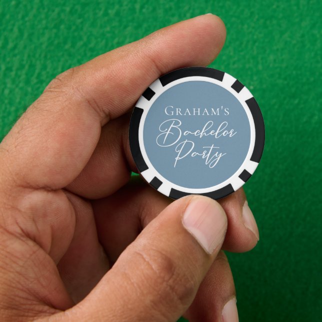 Lot De Jeton De Poker Dusty Blue Bachelor Party Personnalisé (main)