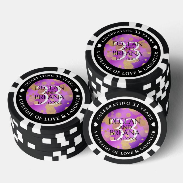 Lot De Jeton De Poker Élégant 33e anniversaire du Mariage Améthyste (Empiler)