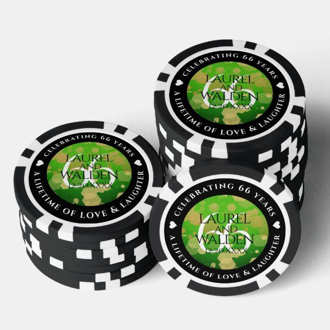 Lot De Jeton De Poker Élégant 66ème anniversaire de Mariage Titanite (Empiler)