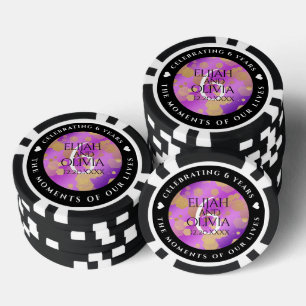 Lot De Jeton De Poker Élégant 6ème anniversaire de Mariage d'Améthyste