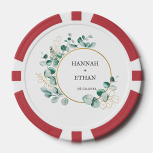 Lot De Jeton De Poker Élégant Eucalyptus Végétal Doré Personnalisé