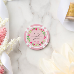 Lot De Jeton De Poker Élégant Mariage rose rose clair en couronne