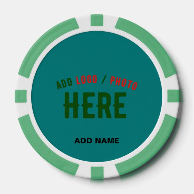 LOT DE JETON DE POKER ÉLÉGANT MODERNE PERSONNALISÉ TURQUOISE VERT VÉRIFI (Recto)