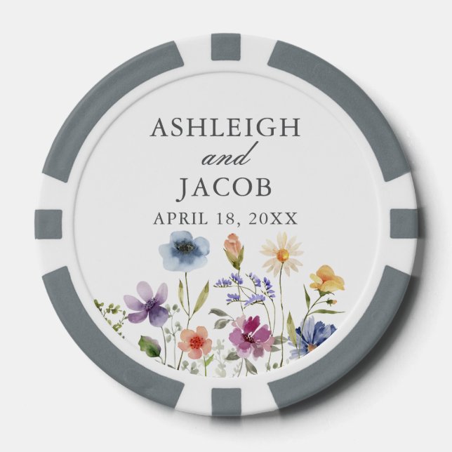 Lot De Jeton De Poker Elegant Wildflower Spring Wedding Personalized (Recto)
