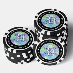 Lot De Jeton De Poker Élégante 34e anniversaire du Mariage Opal