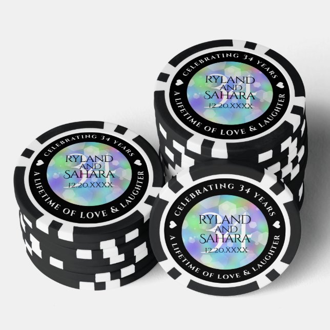 Lot De Jeton De Poker Élégante 34e anniversaire du Mariage Opal (Empiler)