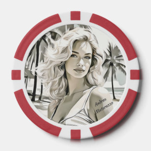 Lot De Jeton De Poker Élégante fille en noir et blanc